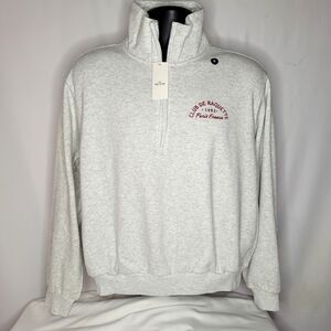 WT Hollister Paris Club De Raquette Half Zip Sweatshirt Medium